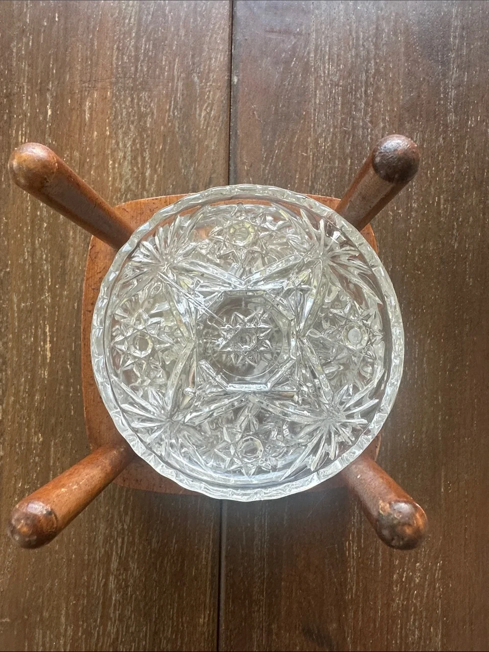 Vintage Anchor Hocking Mid-Century ‘Star of David’ Coaster Set w/Wooden Stand